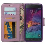 Wholesale Samsung Galaxy Note 4 Quilted Flip Leather Wallet Case w Stand and Strap (Purple)